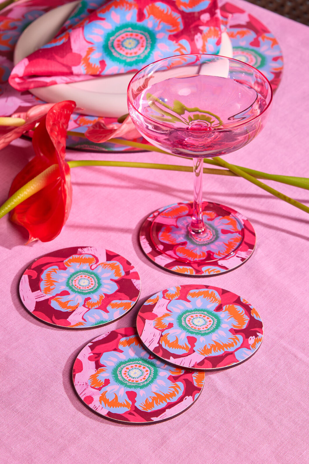 Gorman NZ - Tiger Flower Coaster Set 4 - print