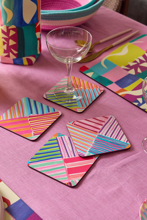 Gorman NZ - Candy Check Coaster Set 4 - print