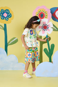 Gorman NZ - Hideout Geo Kids Frill Shorts - multi