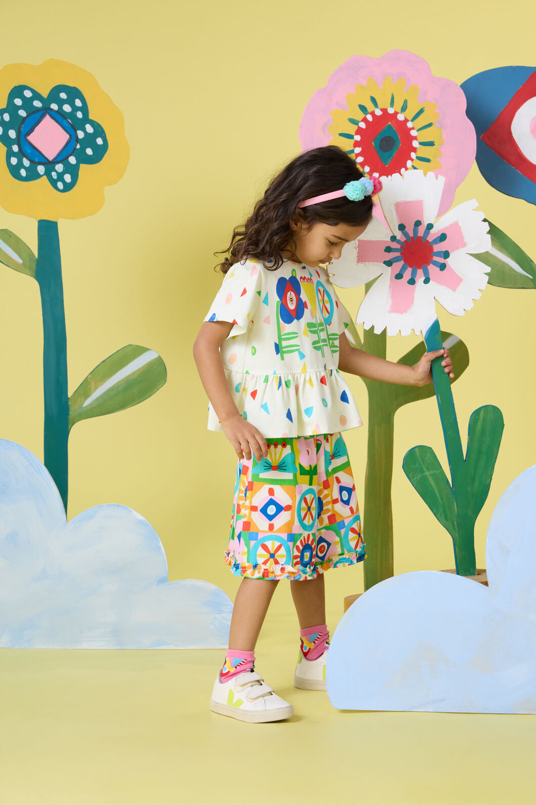 Gorman NZ - Hideout Geo Kids Frill Shorts - multi