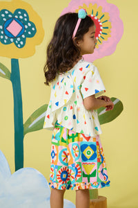 Gorman NZ - Hideout Geo Kids Frill Shorts - multi