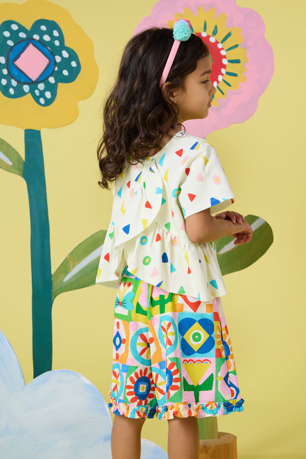 Gorman NZ - Hideout Geo Kids Frill Shorts - multi