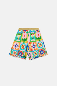 Gorman NZ - Hideout Geo Kids Frill Shorts - multi