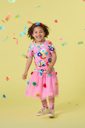 Gorman NZ - Pom Pom Mesh Kids Skirt - pink