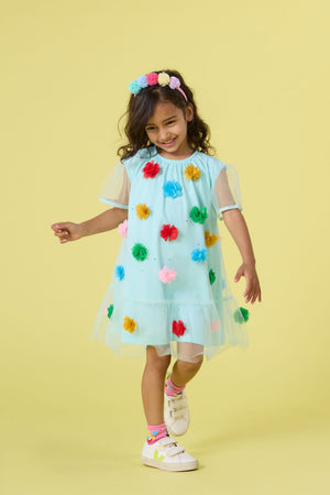 Gorman NZ - Pompom Mesh Kids Dress - mint