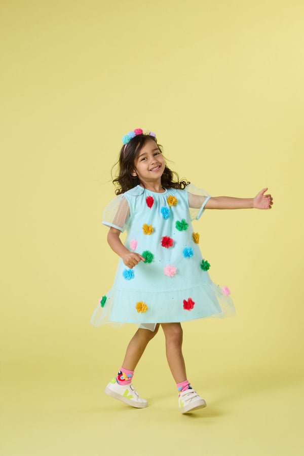 Gorman NZ - Pompom Mesh Kids Dress - mint