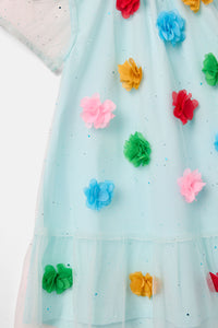 Gorman NZ - Pompom Mesh Kids Dress - mint