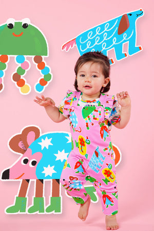 Gorman NZ - Buggy Boo Baby Frill Overalls - pink