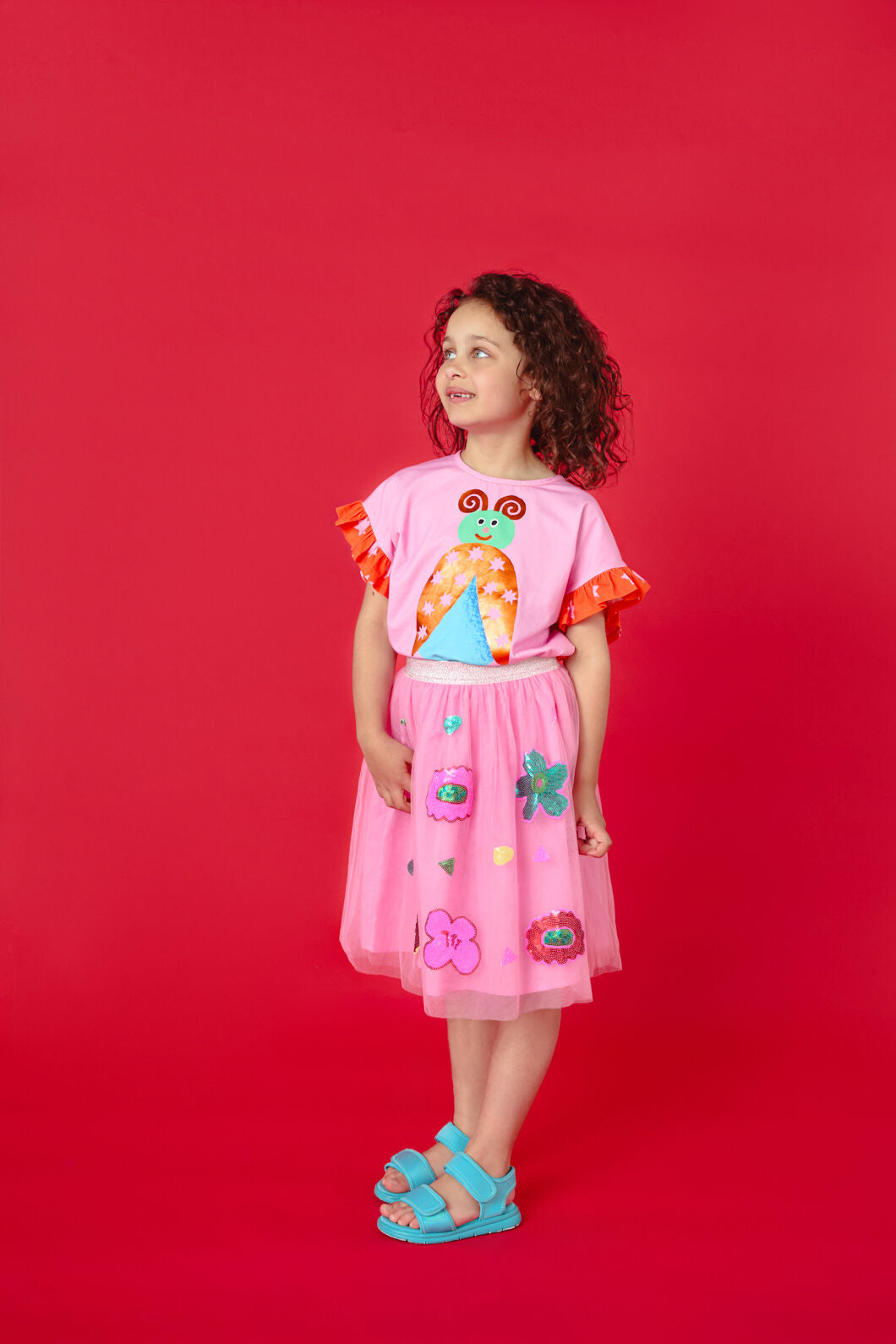 Gorman NZ - Bold Floral Kids Sequins Skirt - pink