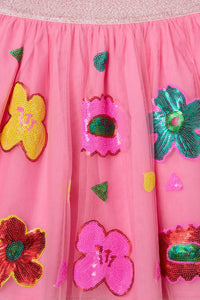 Gorman NZ - Bold Floral Kids Sequins Skirt - pink