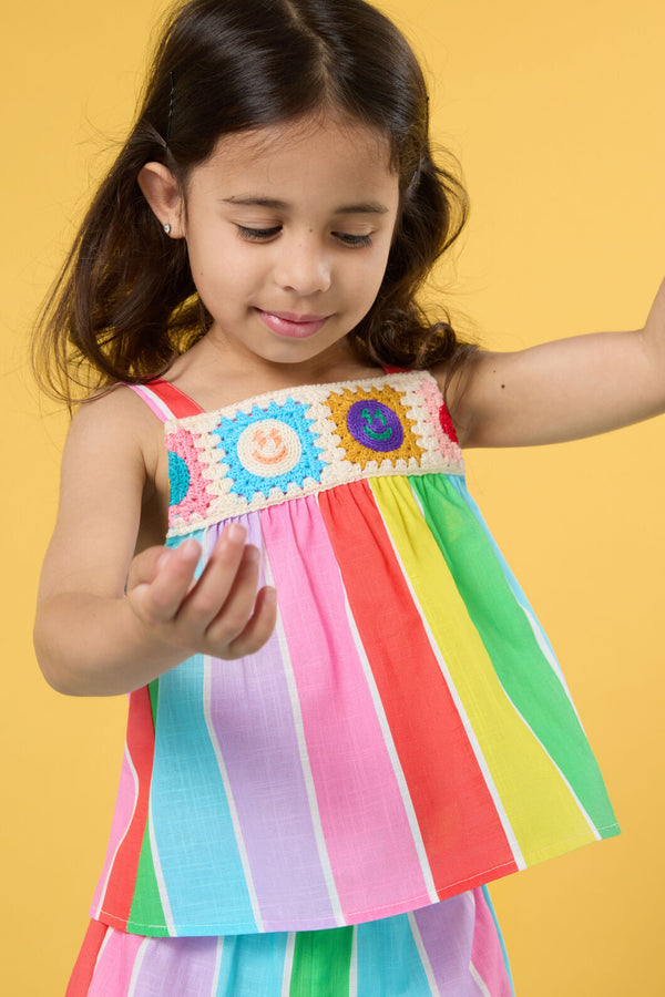 Gorman NZ - Candy Stripe Kids Crochet Top - multi