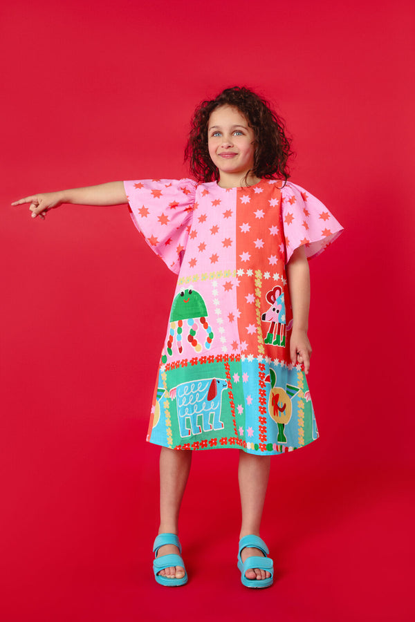 Gorman NZ - Buggy Grid Kids Frill Dress - multi