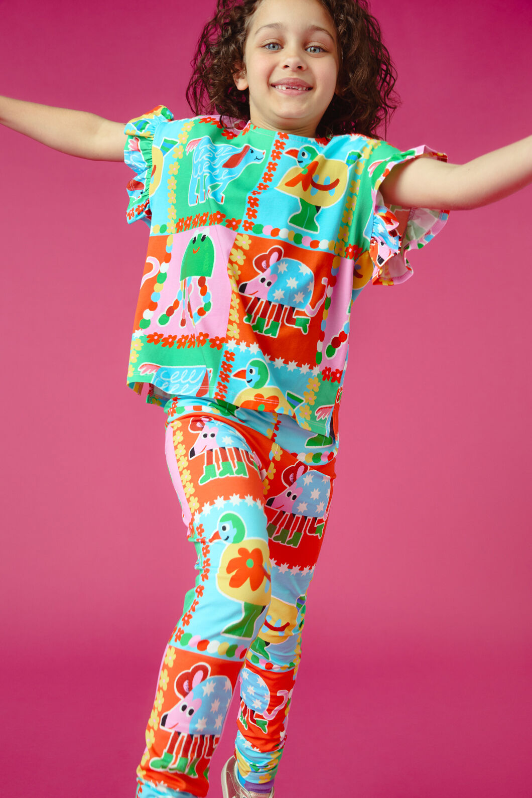 Gorman NZ - Buggy Grid Kids Frill Tee - multi