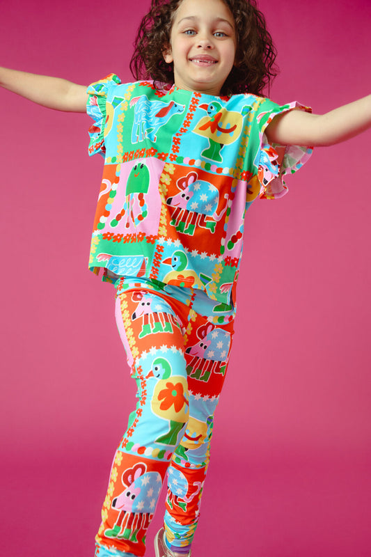 Gorman NZ - Buggy Grid Kids Frill Tee - multi