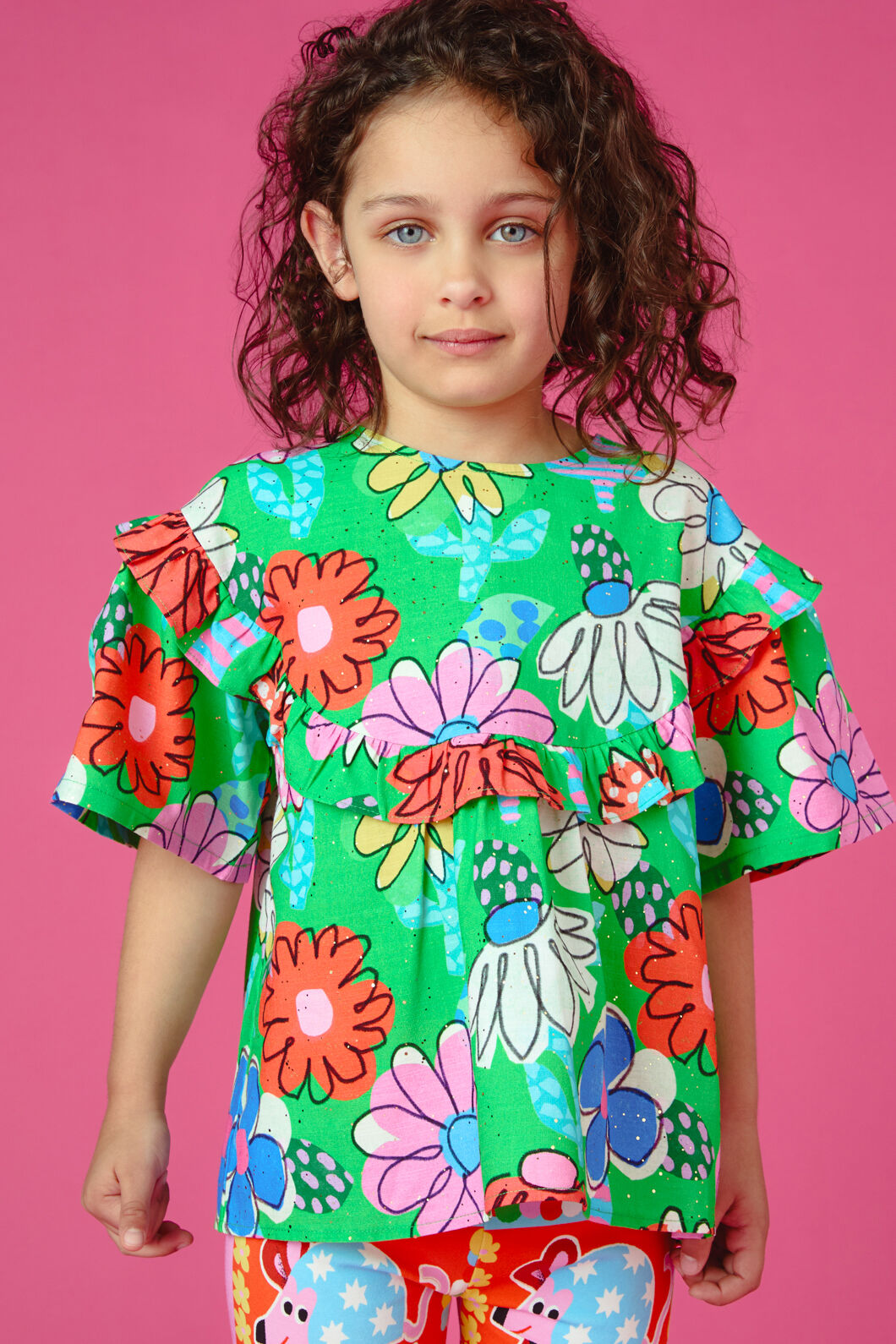 Gorman NZ - Cut Out Floral Kids Top - green