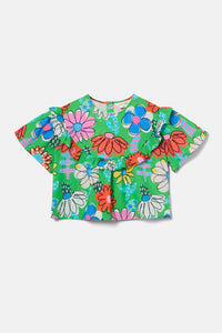Gorman NZ - Cut Out Floral Kids Top - green