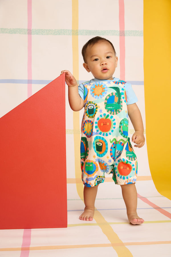 Gorman NZ - Animal Stamp Baby Overalls - cream