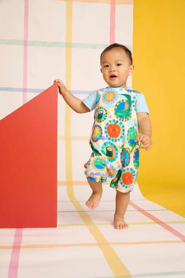 Gorman NZ - Animal Stamp Baby Overalls - cream