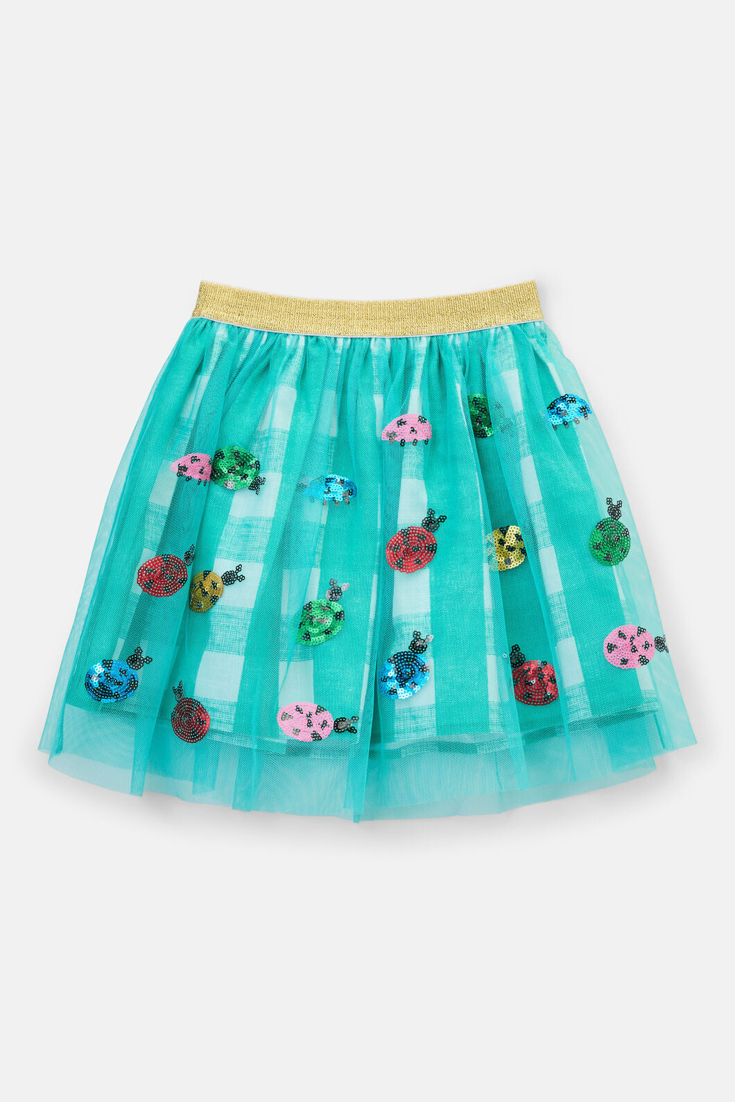 Gorman NZ - LadybugGinghamSequinsKidsSkirt - mint
