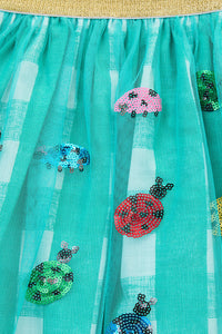 Gorman NZ - LadybugGinghamSequinsKidsSkirt - mint