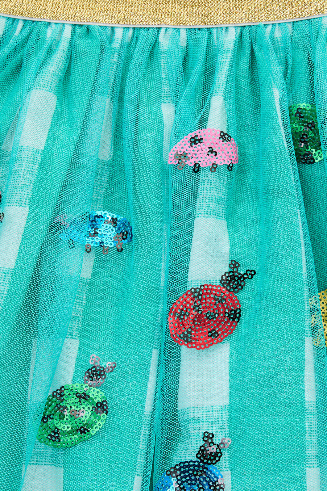 Gorman NZ - LadybugGinghamSequinsKidsSkirt - mint