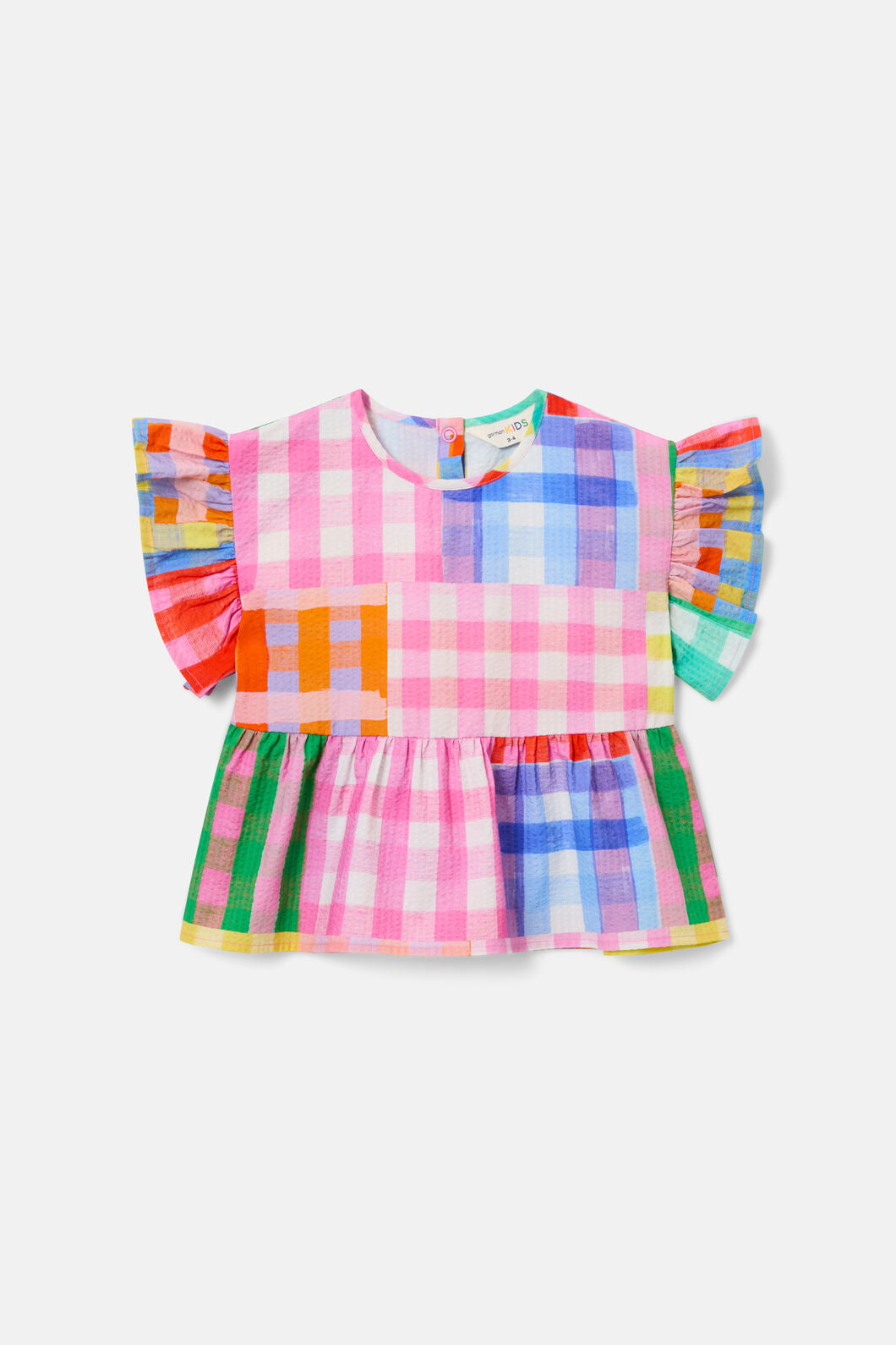 Gorman NZ - Vichy Check Kids Frill Top - multi