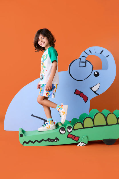 Gorman NZ - Party Croc Kids SS Raglan Tee - multi