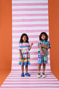 Gorman NZ - Party Stripe Kids Dress - multi