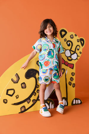 Gorman NZ - Animal Stamp Kids Shorts - cream
