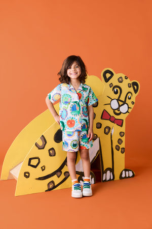 Gorman NZ - Animal Stamp Kids Shirt - cream