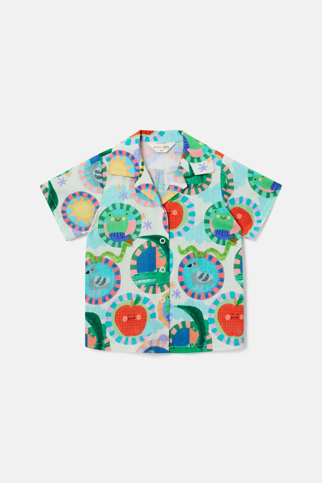 Gorman NZ - Animal Stamp Kids Shirt - cream