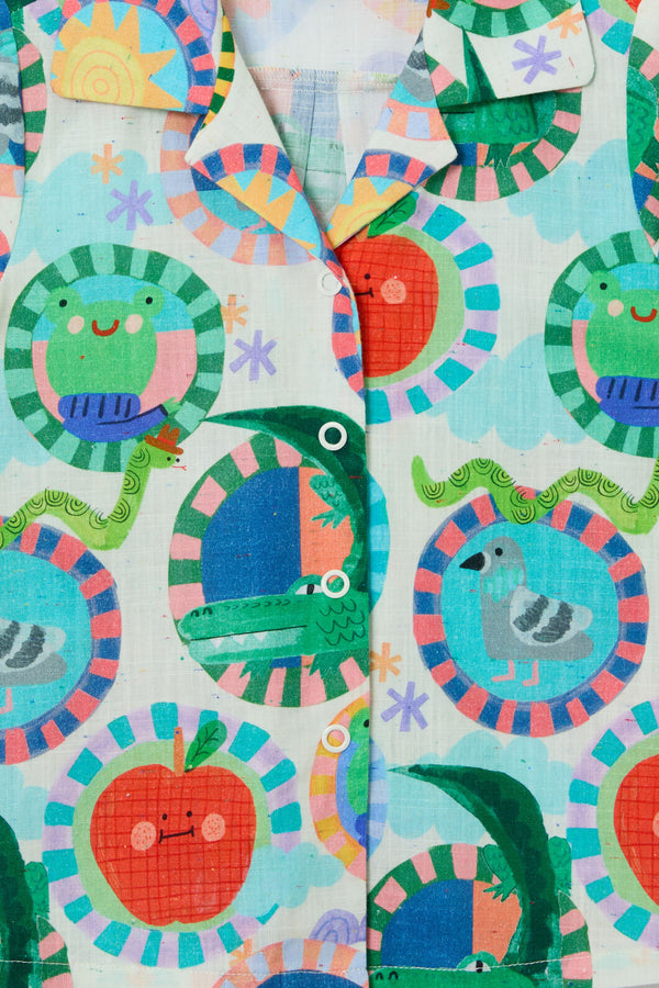 Gorman NZ - Animal Stamp Kids Shirt - cream