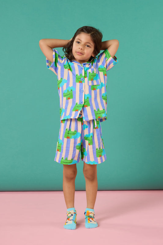 Gorman NZ - Croc Stripe Kids Pyjama Set - multi