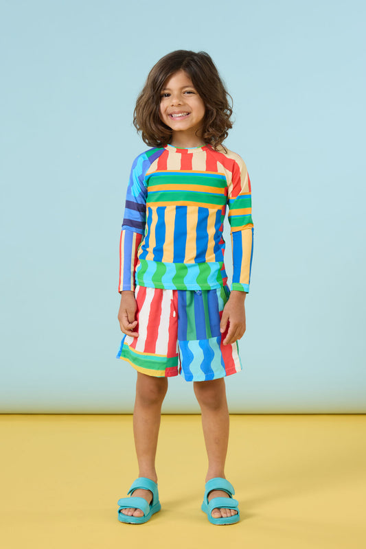 Gorman NZ - Stripe Mix Kids Swim Top - multi