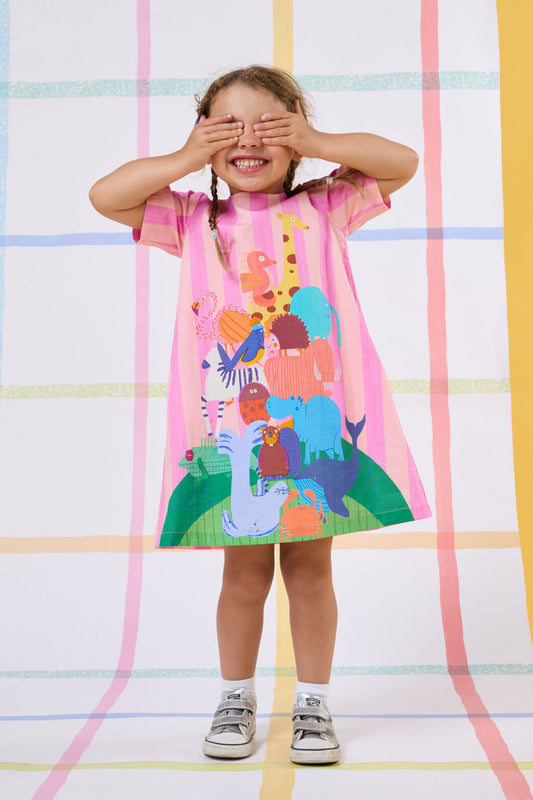 Gorman NZ - Zoo Stripe Kids Dress - multi