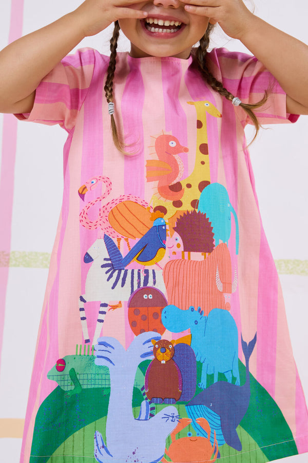 Gorman NZ - Zoo Stripe Kids Dress - multi