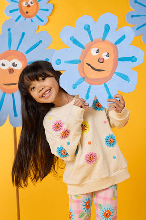 Gorman NZ - Daisy Embroidery Kids Sweater - cream