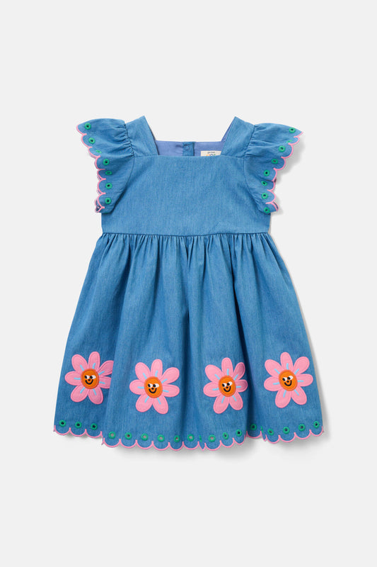 Gorman NZ - Daisy Embroidery Kids Dress - denim