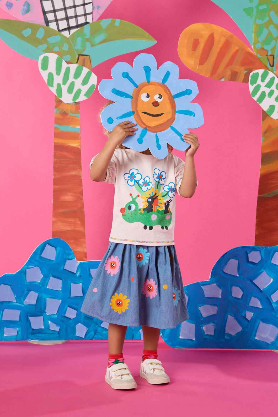 Gorman NZ - Daisy Embroidery Kids Skirt - denim