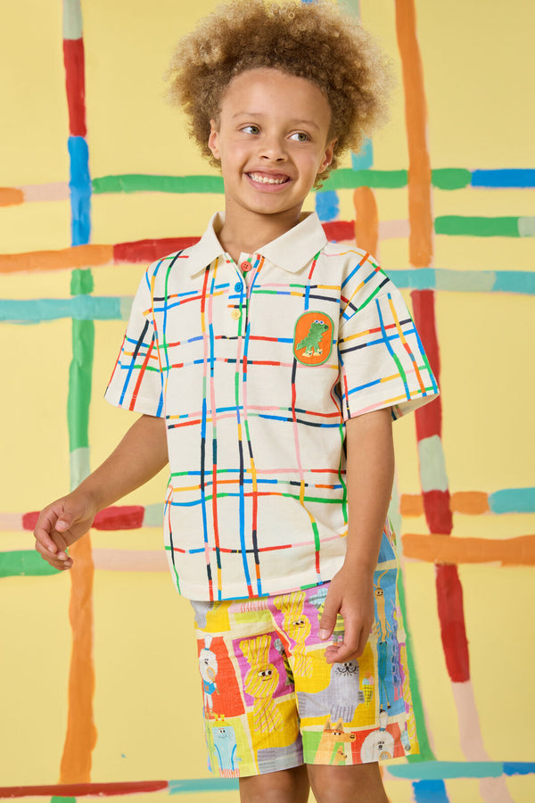 Gorman NZ - Rex Check Kids Polo Top - cream