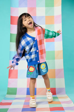 Gorman NZ - Gingham Splice Kids Cardigan - multi