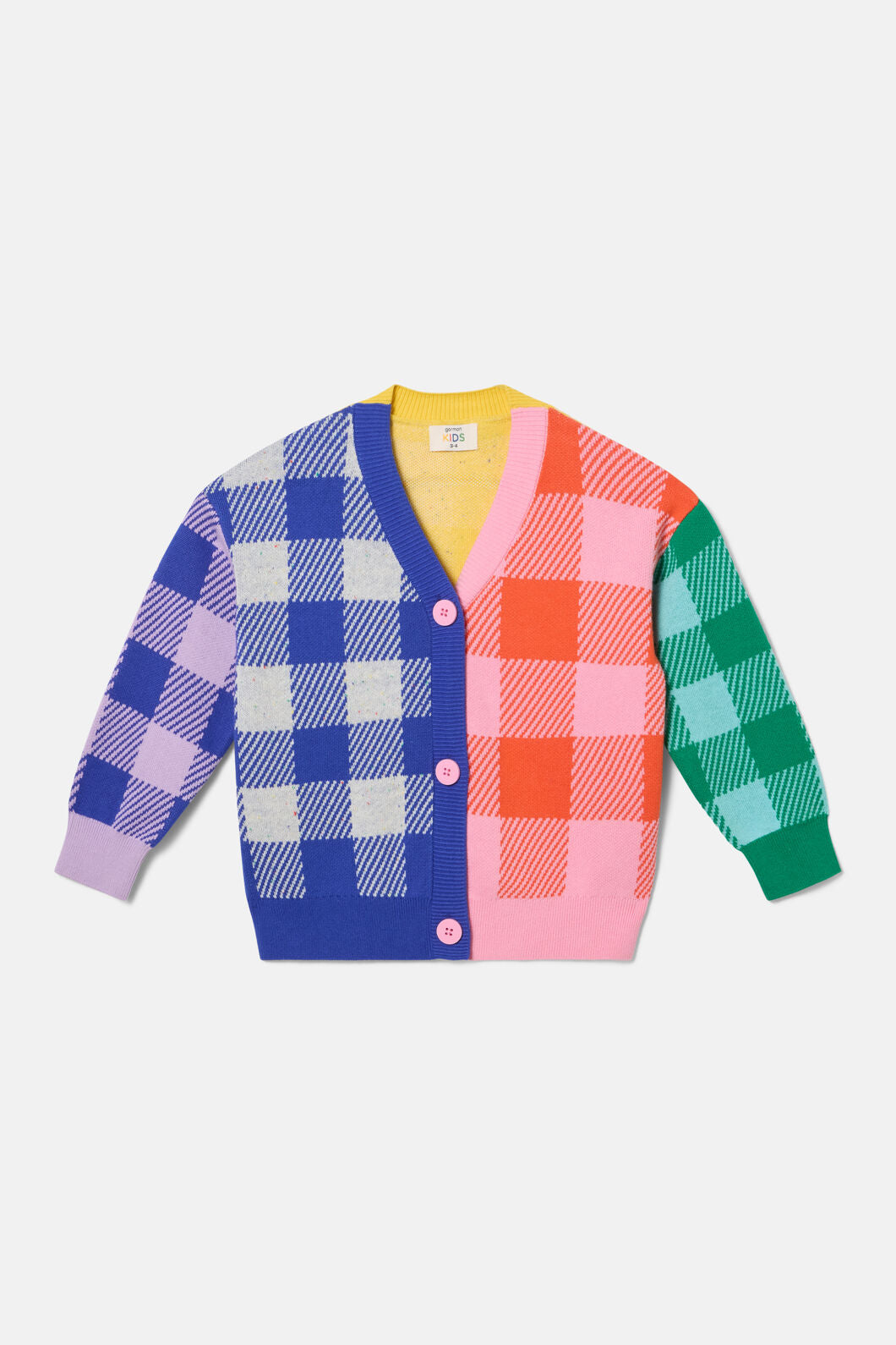 Gorman NZ - Gingham Splice Kids Cardigan - multi