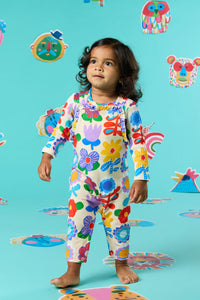 Gorman NZ - Geo Floral Baby Frill Overalls - cream
