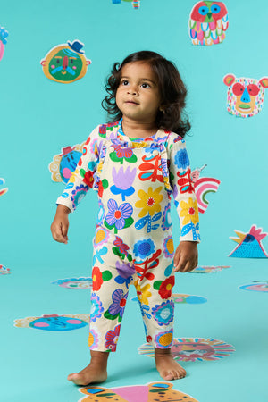 Gorman NZ - Geo Floral Baby Frill Overalls - cream