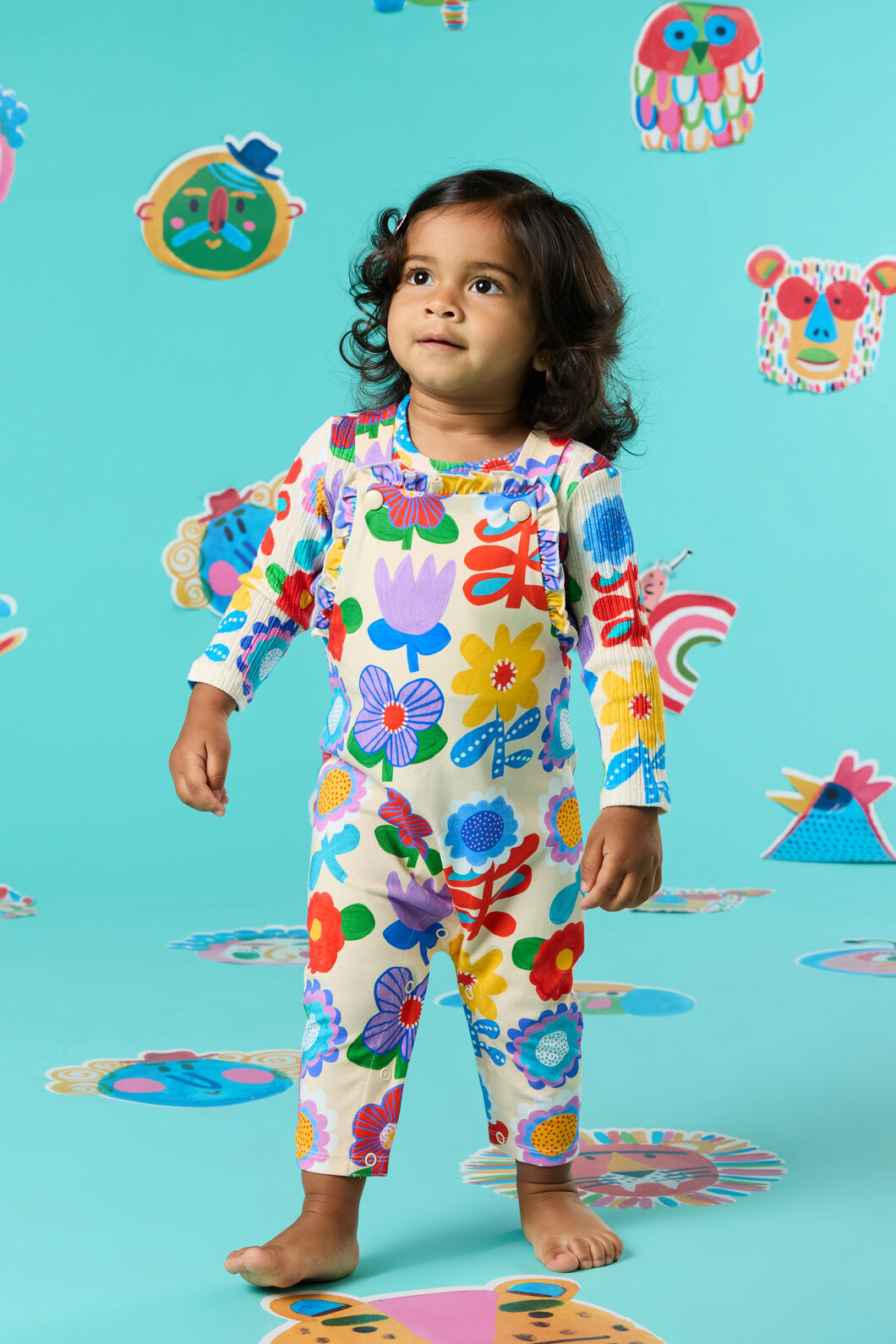 Gorman NZ - Geo Floral Baby Frill Overalls - cream