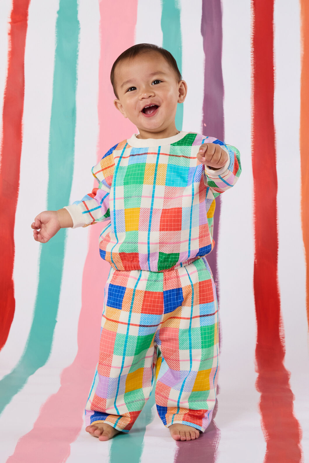 Gorman NZ - Rainbow Check Baby Sweater - multi