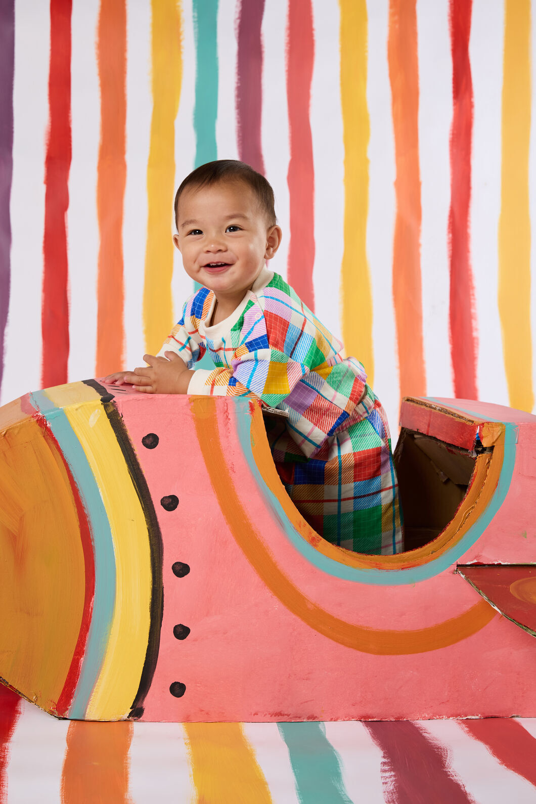 Gorman NZ - Rainbow Check Baby Sweater - multi