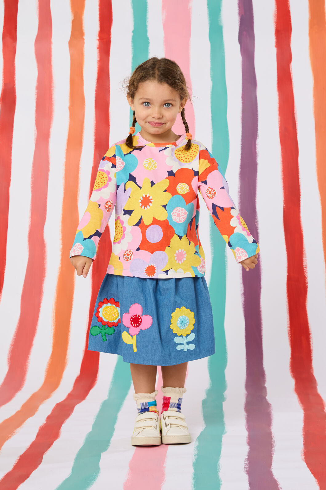 Gorman NZ - Geo Floral Kids L/S T-Shirt - multi