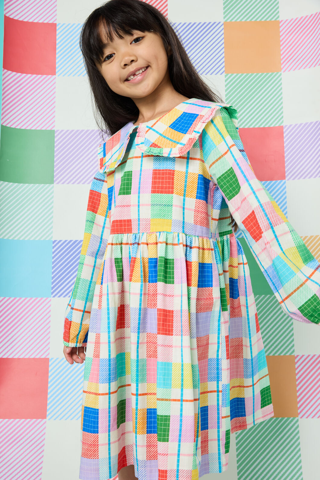 Gorman NZ - Rainbow Check Kids Dress - multi