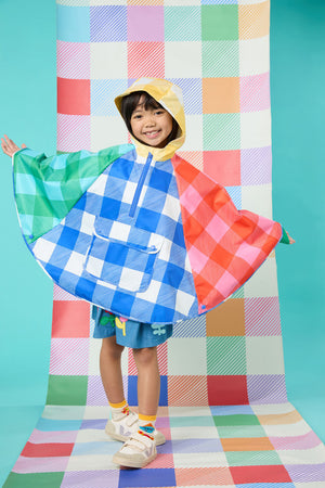 Gorman NZ - Gingham Splice Kids Poncho - multi